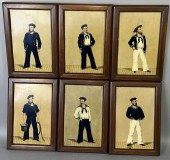 FINE SET OF 6 OIL ON TIN PORTR