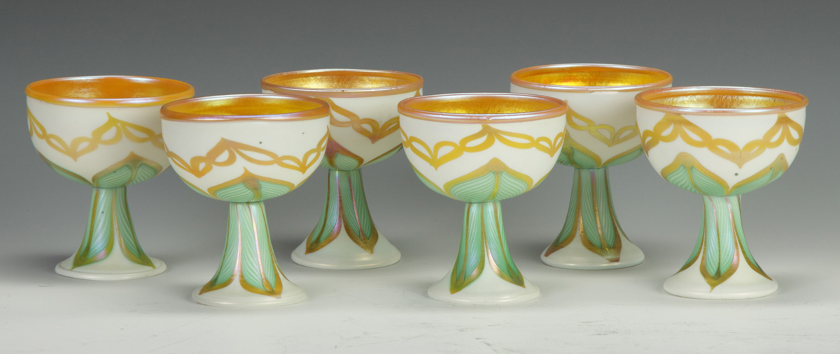 Fine Set of 6 Quezal Footed