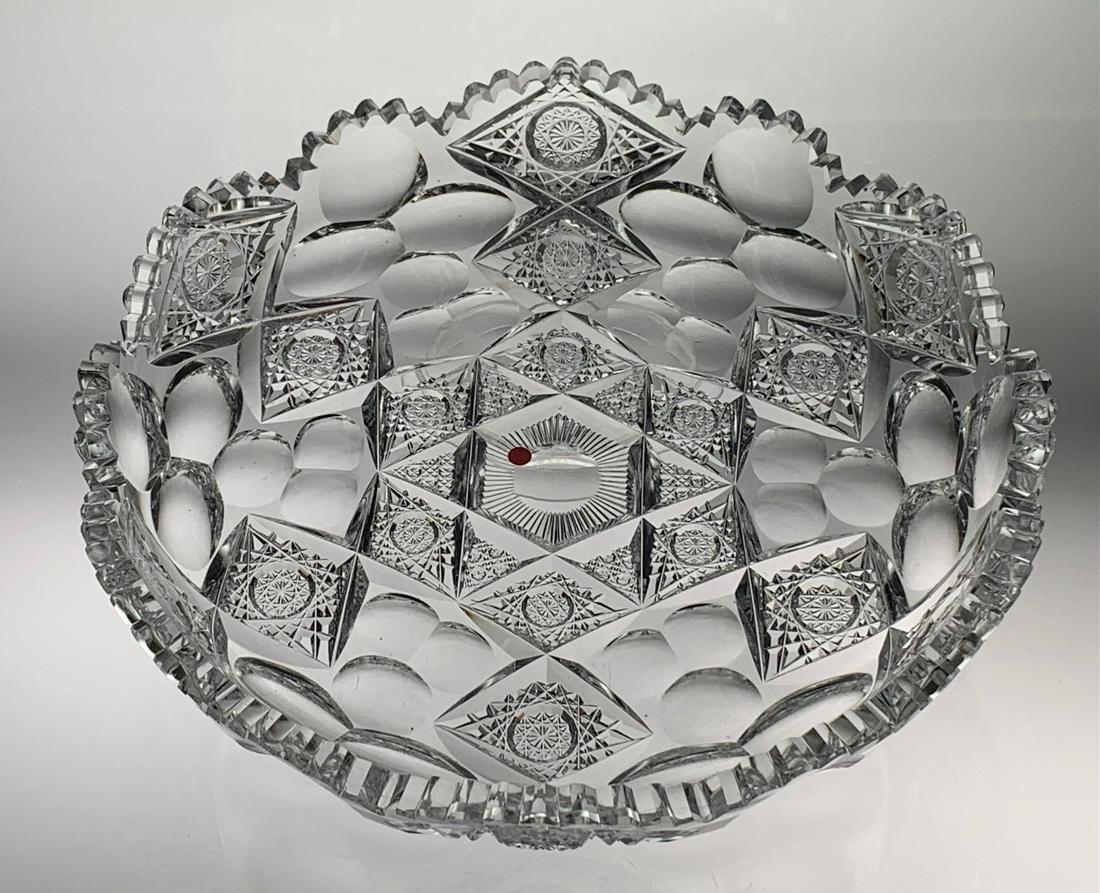 FINE SIGNED HAWKES QUEENS CUT GLASS
