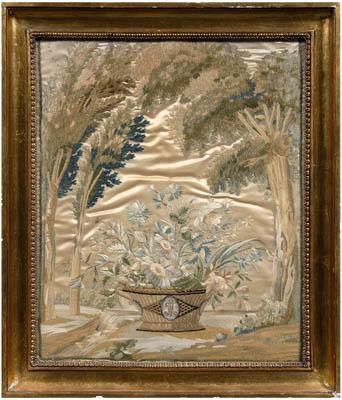 Fine silk floral needlework,