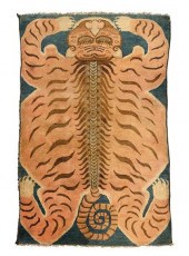 Fine Tibetan 'tiger' rug  19th