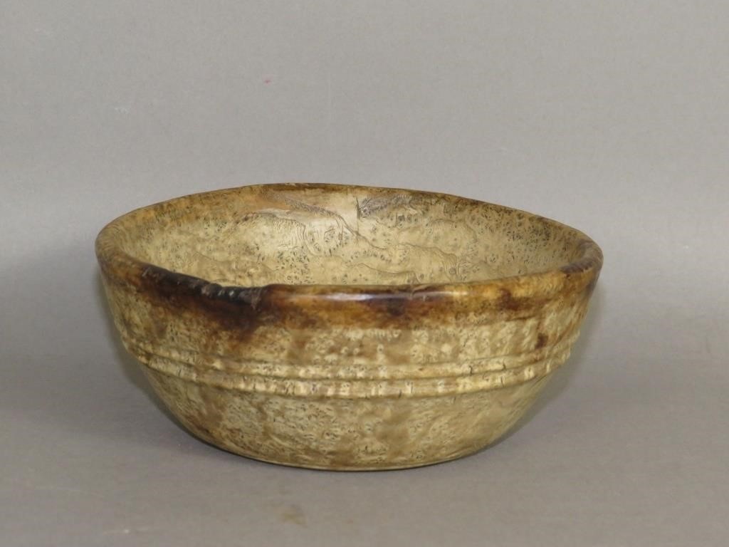 FINE TURNED BURL WOOD BOWLca.