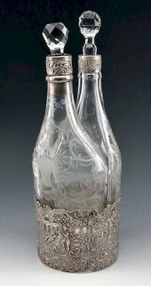 FINE TWO-BOTTLE ETCHED GLASS D
