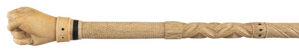 FINE WHALE IVORY AND WHALEBONE CANE