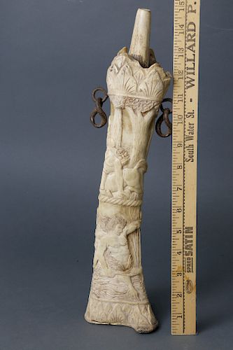 FINELY CARVED BONE CROSSBOW TILLER,