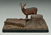 Finely carved stag ink stand,