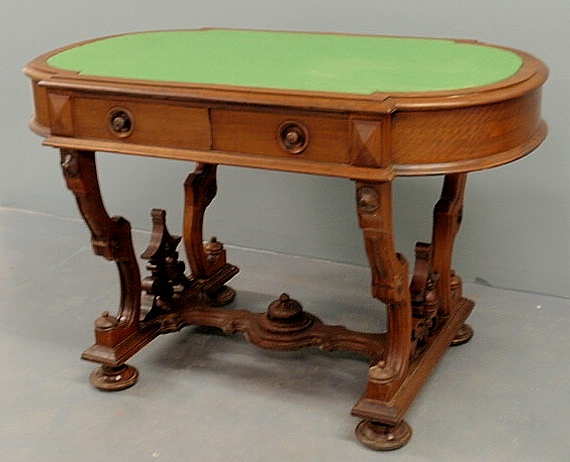 Finely carved Victorian walnut desk