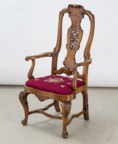 FINELY CARVED WALNUT HALL CHAI