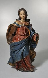 FINELY CARVED WOODEN MADONNA F