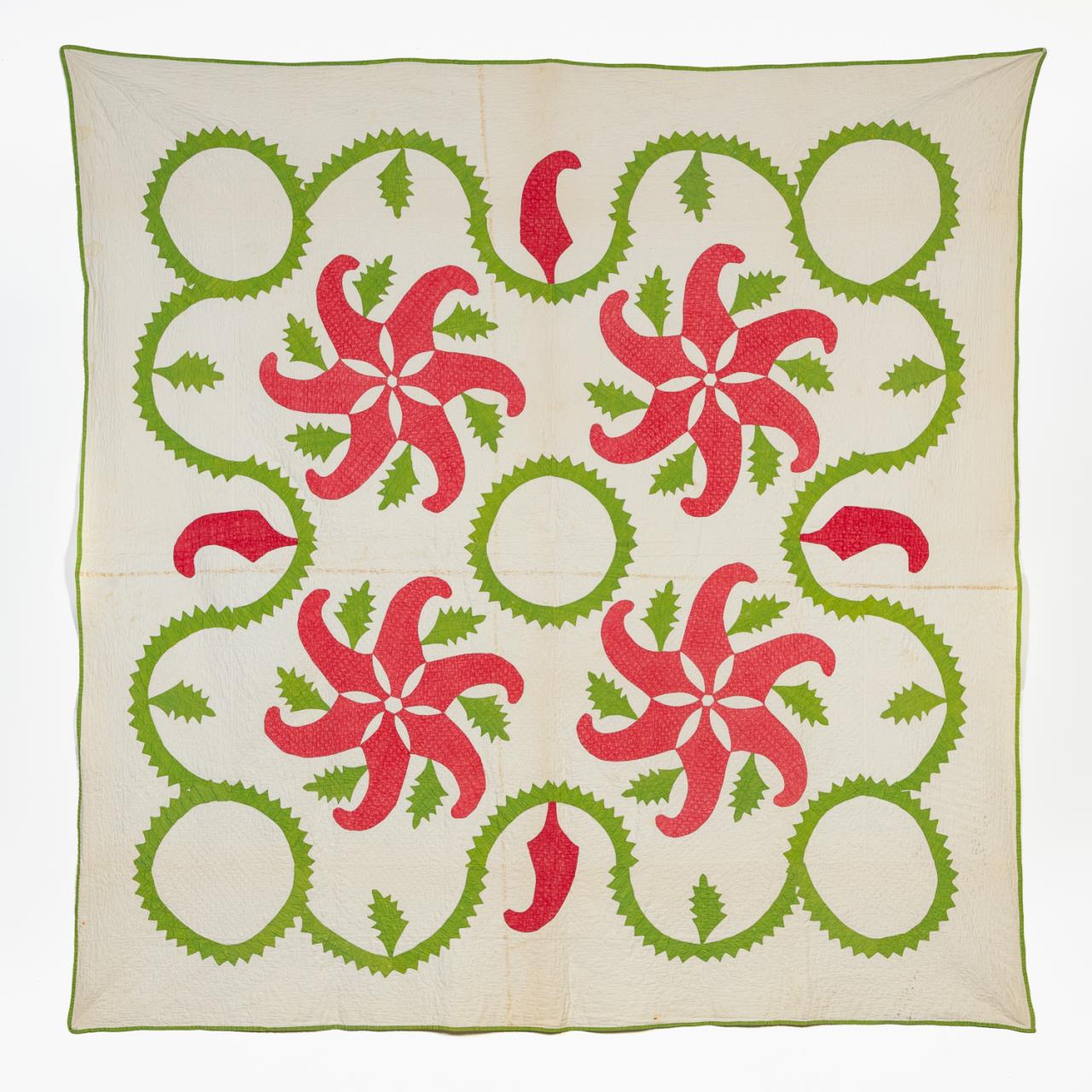 FINELY QUILTED FEATHER AND OAK LEAF