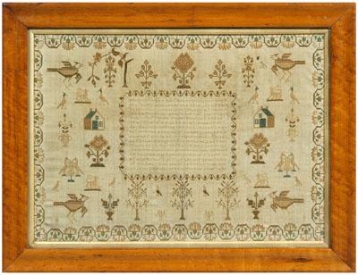 Finely stitched 1821 sampler, large