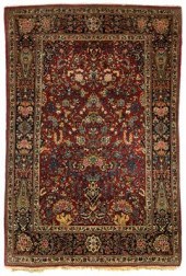 Finely woven Kashan rug, vase