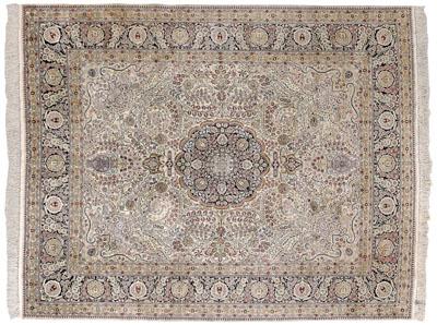 Finely woven room-size silk rug,