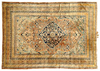 Finely woven silk Heriz rug, cobalt