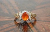 FIRE OPAL, DIAMOND AND FOURTEE