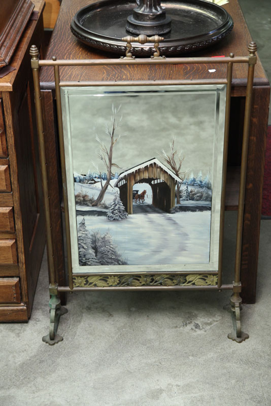 FIRE PLACE SCREEN. Brass frame with