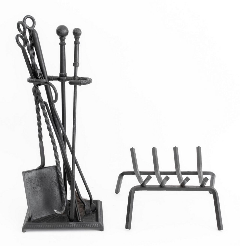 FIRE TOOLS & STEEL FIREPLACE GRATE,