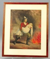 FIREMAN CARRYING WOMAN FROM FI