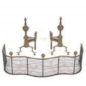 FIREPLACE FENDER AND CHENETS,