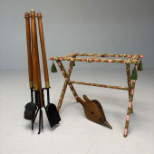 FIREPLACE TOOLS AND FLORAL FOL