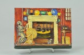 FIREPLACE WITH LADY SPINNING D