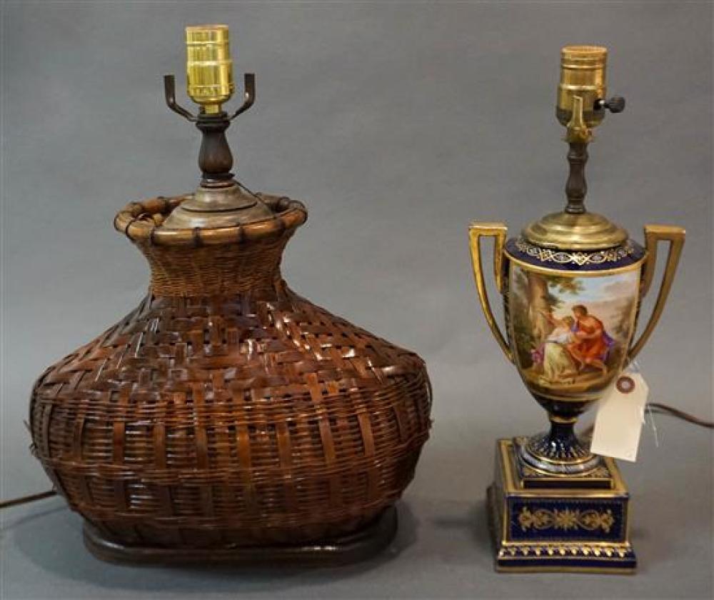 FISH BASKET CONVERTED TO LAMP AND A