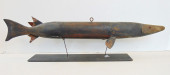 FISH LURE W/ GLASS EYES, WOOD