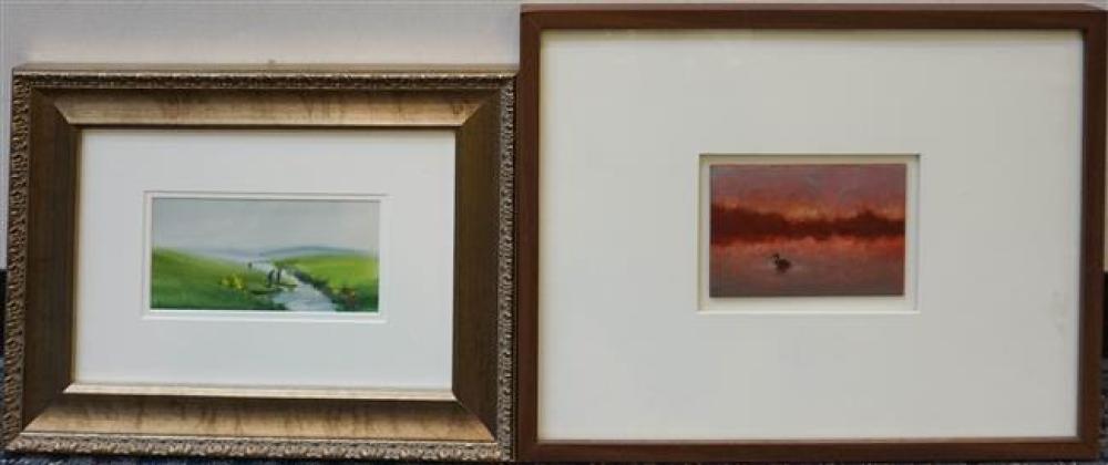 FISHERMEN, FRAMED WATERCOLOR AND
