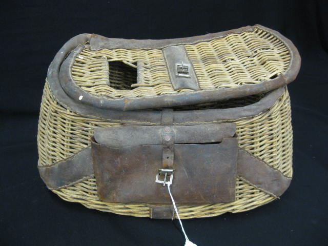 Fishing Creel leather trim and