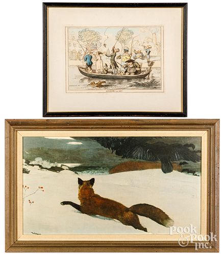 FISHING ENGRAVING, PRINTED