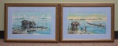 FISHING VILLAGE SCENES, TWO AC