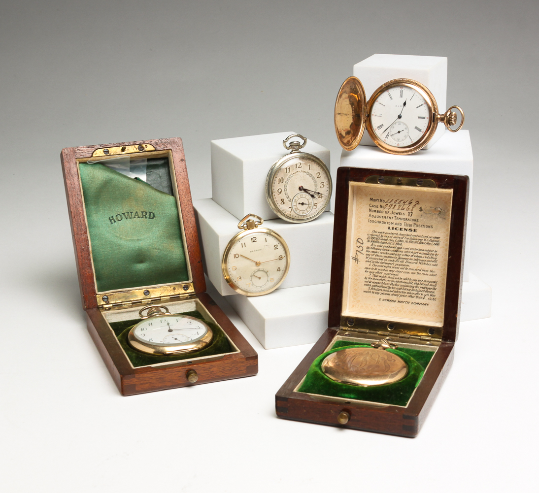 FIVE 17 JEWEL POCKET WATCHES.