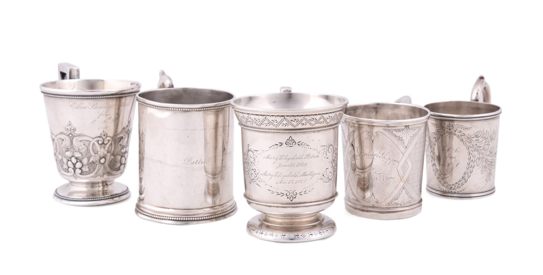 FIVE 19TH C. AMERICAN COIN SILVER
