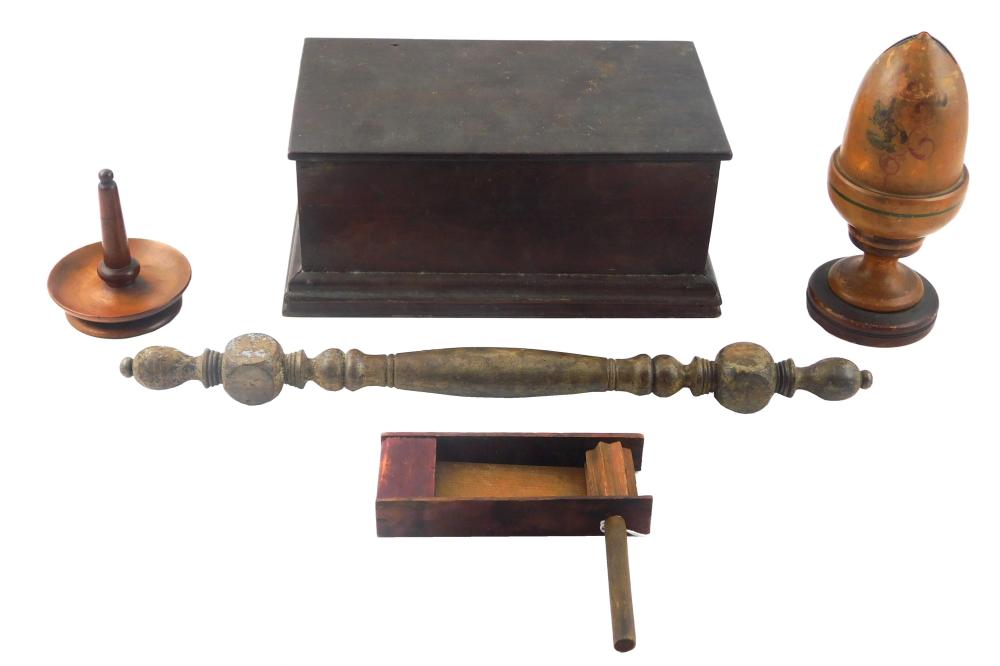 FIVE 19TH C. HANDMADE WOODWARE