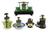 FIVE 19TH C. PUMP INKWELLS, IN