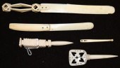 FIVE 19TH C SCRIMSHAW ITEMS TO