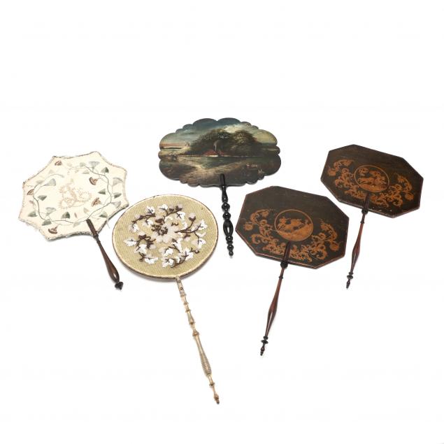 FIVE 19TH CENTURY HAND FANS To