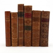 FIVE 19TH CENTURY LEATHERBOUND