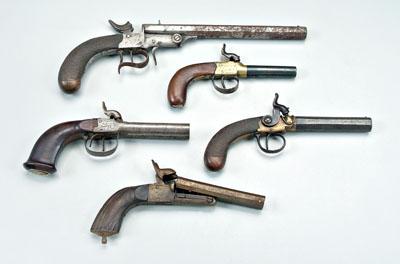 Five 19th century pistols: