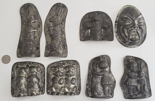 FIVE 19TH CENTURY TIN CHOCOLATE