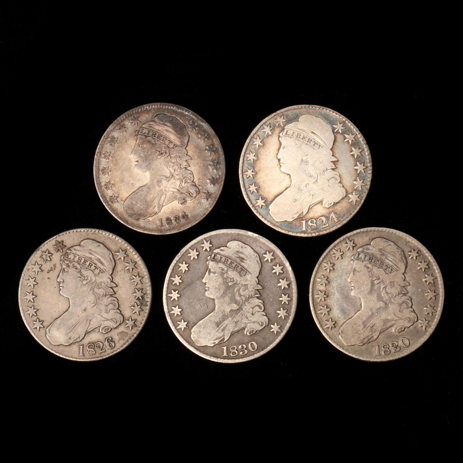 FIVE (5) CAPPED BUST HALF