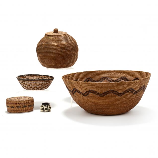 FIVE (5) NATIVE AMERICAN BASKETS