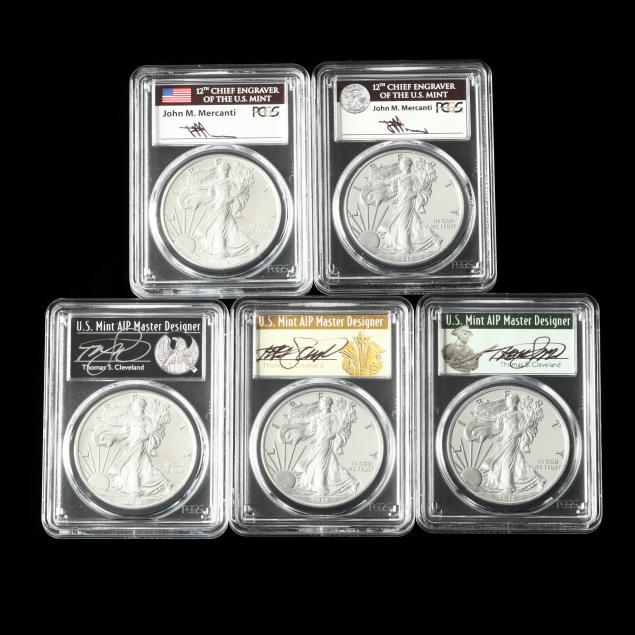 FIVE (5) PCGS HIGH GRADE $1