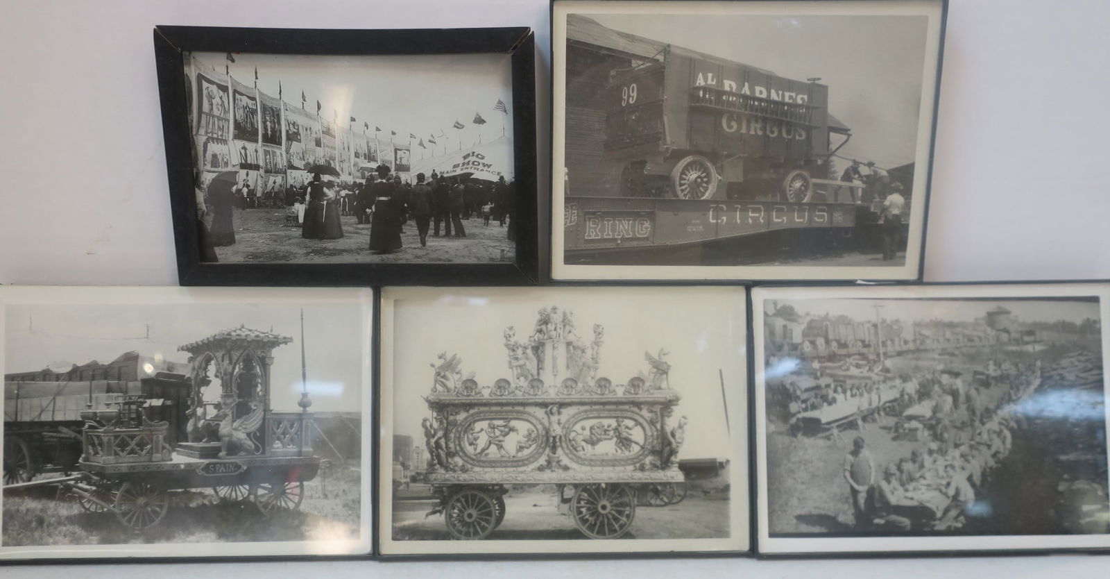 FIVE 5" X 7" B & W CIRCUS PHOTOS CA