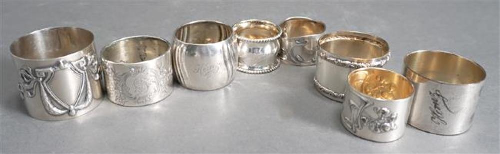 FIVE 800 SILVER NAPKIN RINGS (3 OZ)