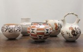 FIVE ACOMA POTTERY VESSELSFIVE
