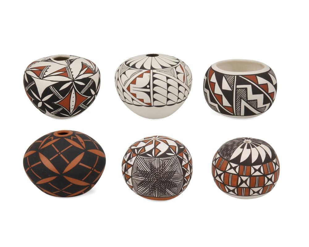 FIVE ACOMA PUEBLO POTTERY