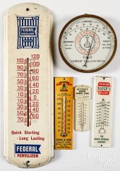 FIVE ADVERTISING THERMOMETERSF