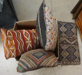 FIVE AFGHAN FLATSTITCH PILLOWS