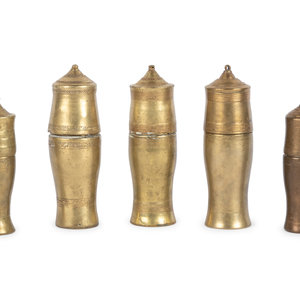 Five African Brass Canisters